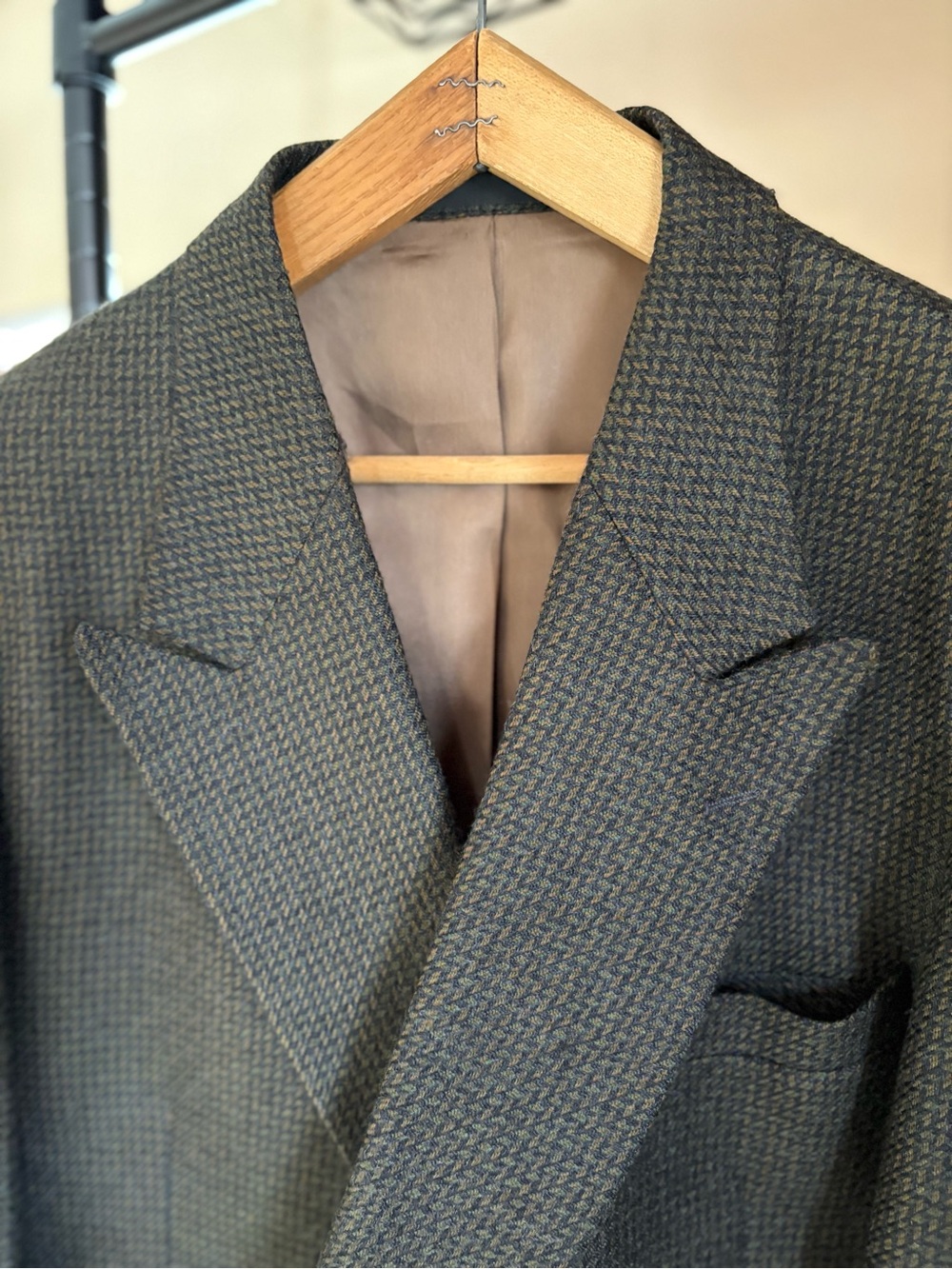 Fioravanti Mens Textured Double Breasted Blazer - Olive Green Size 46S ?